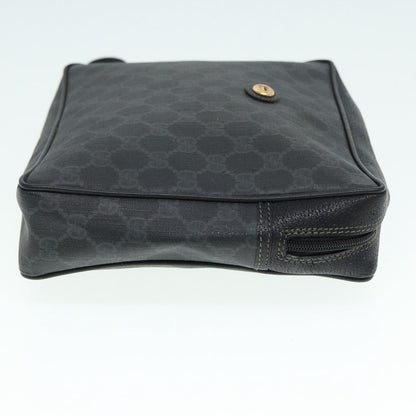 GUCCI GG Supreme Clutch Bag PVC Black Gold 156 01 053 Auth 88718