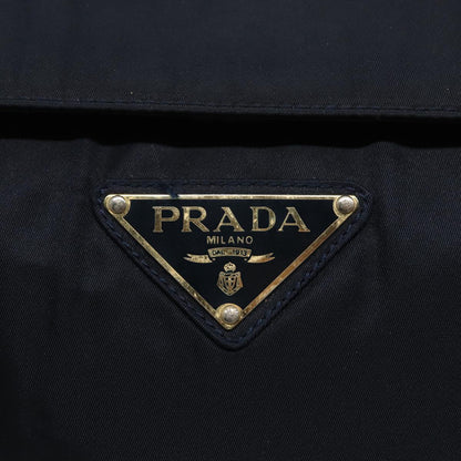 PRADA Hand Bag Nylon Navy Gold Auth 88719