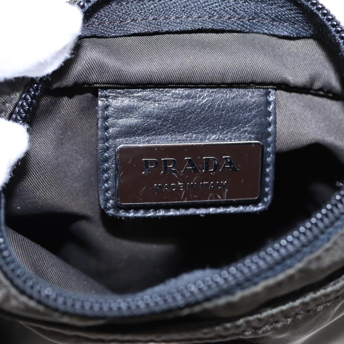 PRADA Shoulder Bag Nylon Black Silver Auth 88741