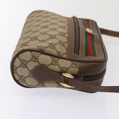 GUCCI GG Supreme Web Sherry Line Shoulder Bag PVC Beige Gold Auth 88744