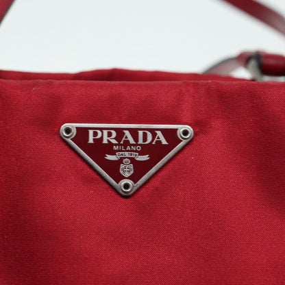 PRADA Hand Bag Nylon Red Silver Auth 88758