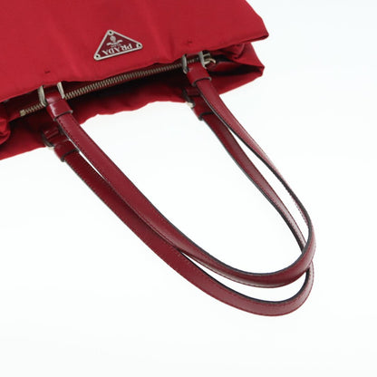 PRADA Hand Bag Nylon Red Silver Auth 88758