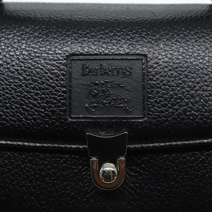BURBERRYSs Hand Bag Leather Black Silver Auth 88770