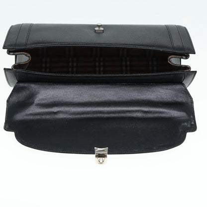 BURBERRYSs Hand Bag Leather Black Silver Auth 88770