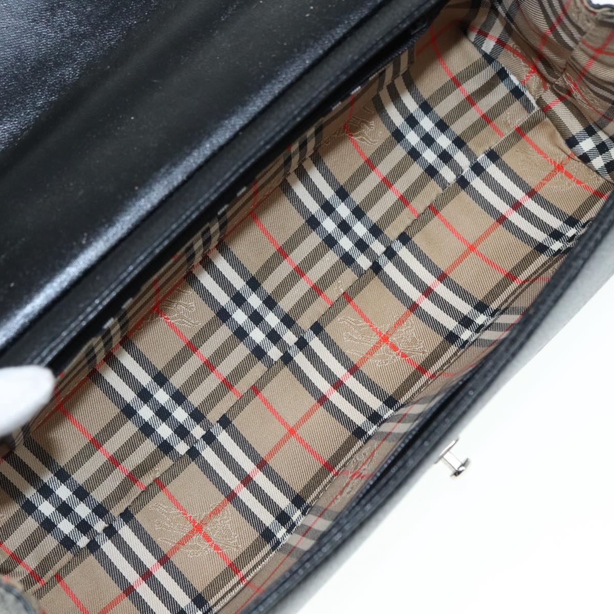 BURBERRYSs Hand Bag Leather Black Silver Auth 88770