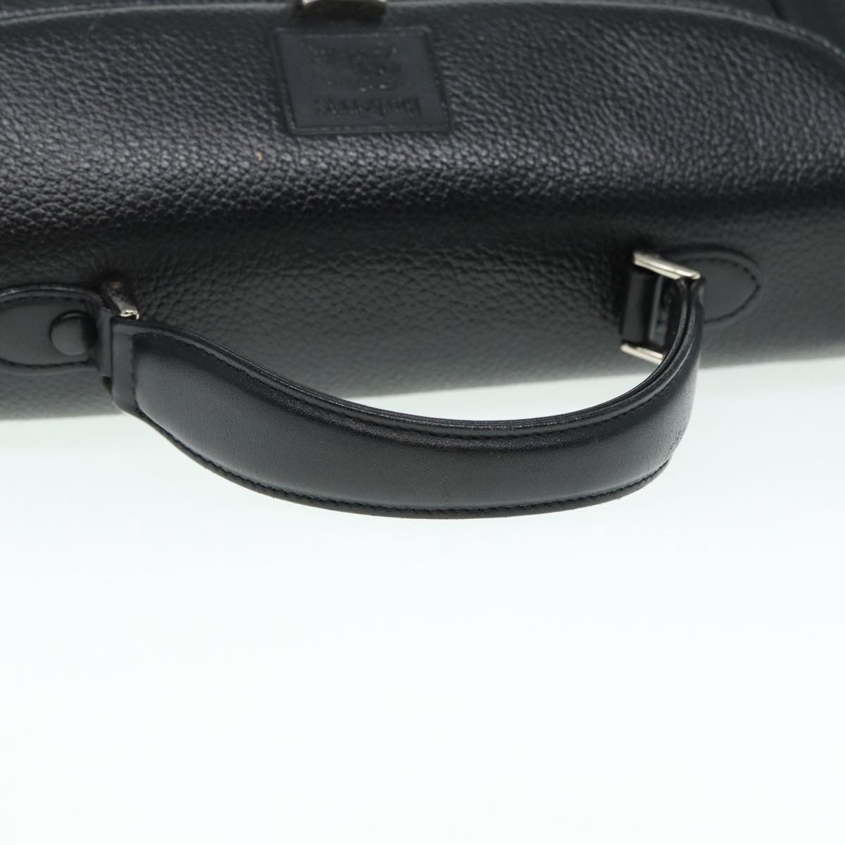BURBERRYSs Hand Bag Leather Black Silver Auth 88770