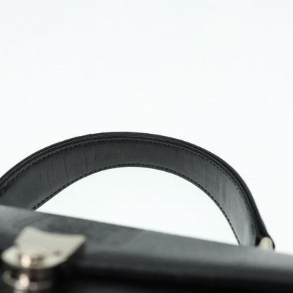 BURBERRYSs Hand Bag Leather Black Silver Auth 88770