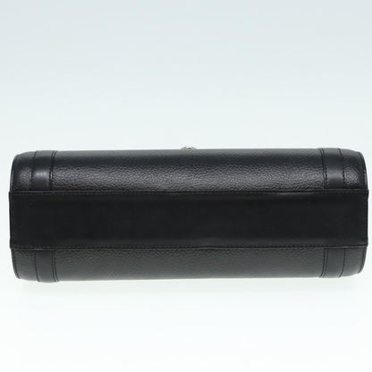 BURBERRYSs Hand Bag Leather Black Silver Auth 88770