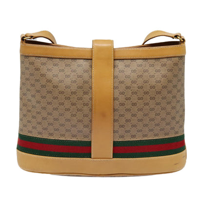 GUCCI Micro GG Canvas Web Sherry Line Shoulder Bag Beige Gold Auth 88776