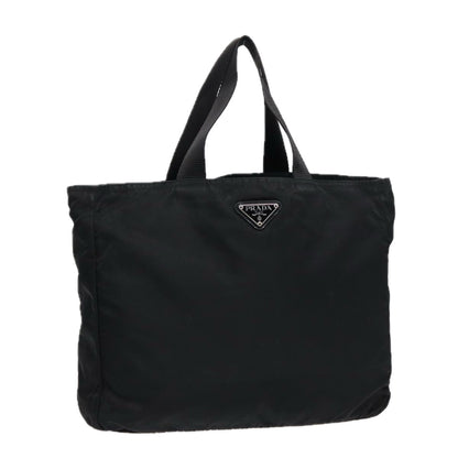 PRADA Hand Bag Nylon Black Silver Auth 88781