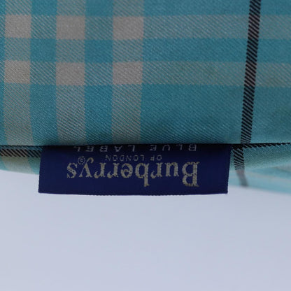 BURBERRYSs Nova Check Blue Label Tote Bag Nylon Light Blue Silver Auth 88783