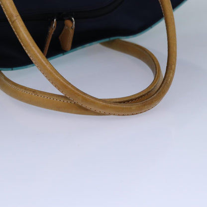 BURBERRYSs Nova Check Blue Label Tote Bag Nylon Light Blue Silver Auth 88783