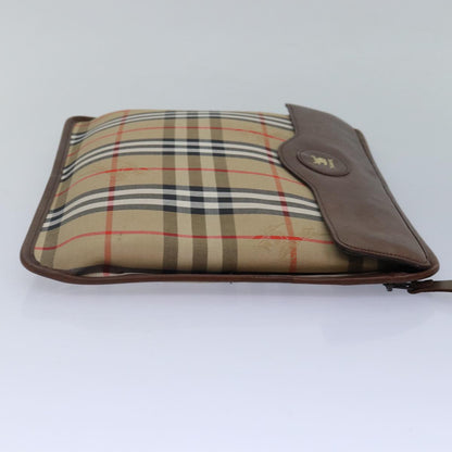 BURBERRYSs Nova Check Document Case Clutch Bag Canvas Beige Brown Auth 88787