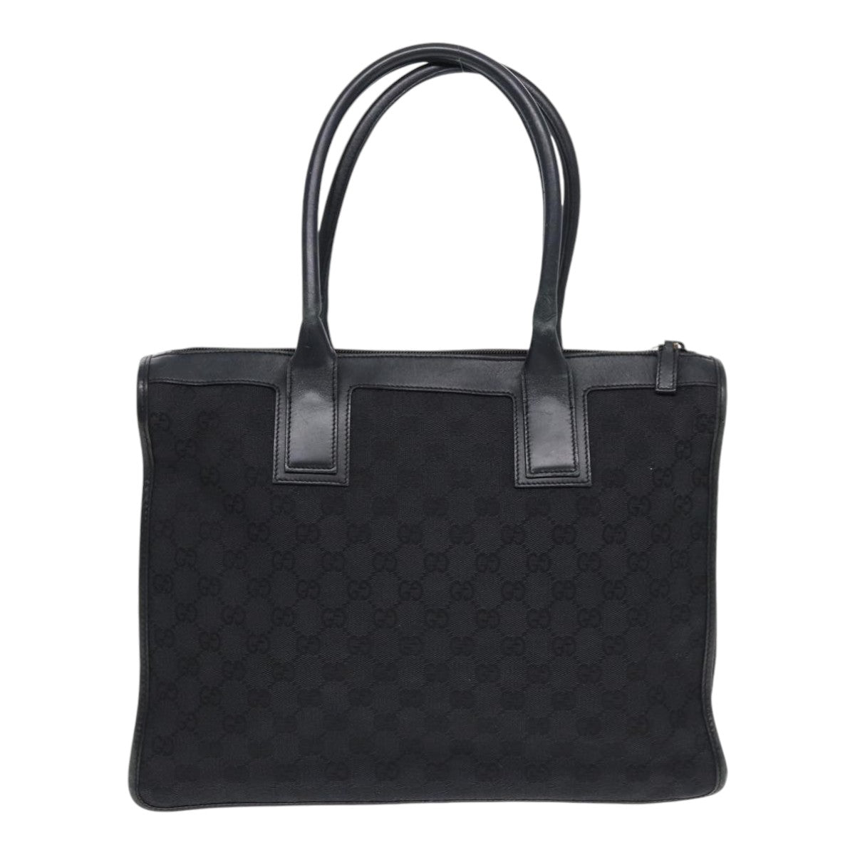 GUCCI GG Canvas Tote Bag Black Gold Auth 88788