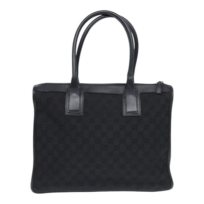 GUCCI GG Canvas Tote Bag Black Gold Auth 88788