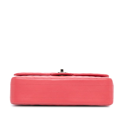 Pink Chanel Medium Classic Chevron Lambskin Double Flap Shoulder Bag
