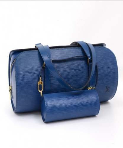 Louis Vuitton Soufflot Bag Black Epi Leather Blue