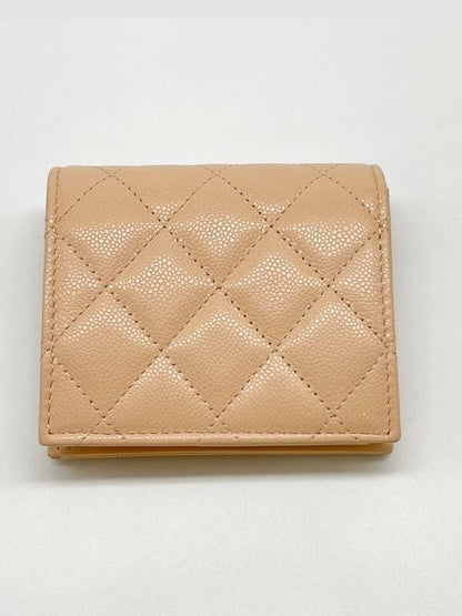 Small Flap Wallet Caviar Leather Light Beige Chanel
