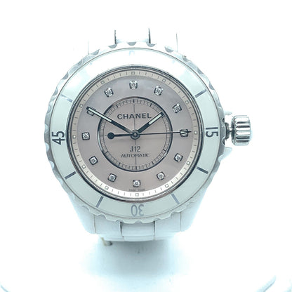 CHANEL Limited Edition Ceramic & Diamond 38mm J12 Automatic Watch White