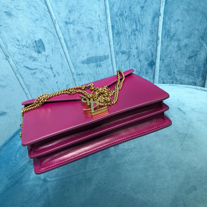 Yves Saint Laurent Cassandra Medium Chain Bag Dark Pink  8.7in/22cm