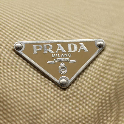 PRADA Shoulder Bag Nylon Beige Silver Auth 89116