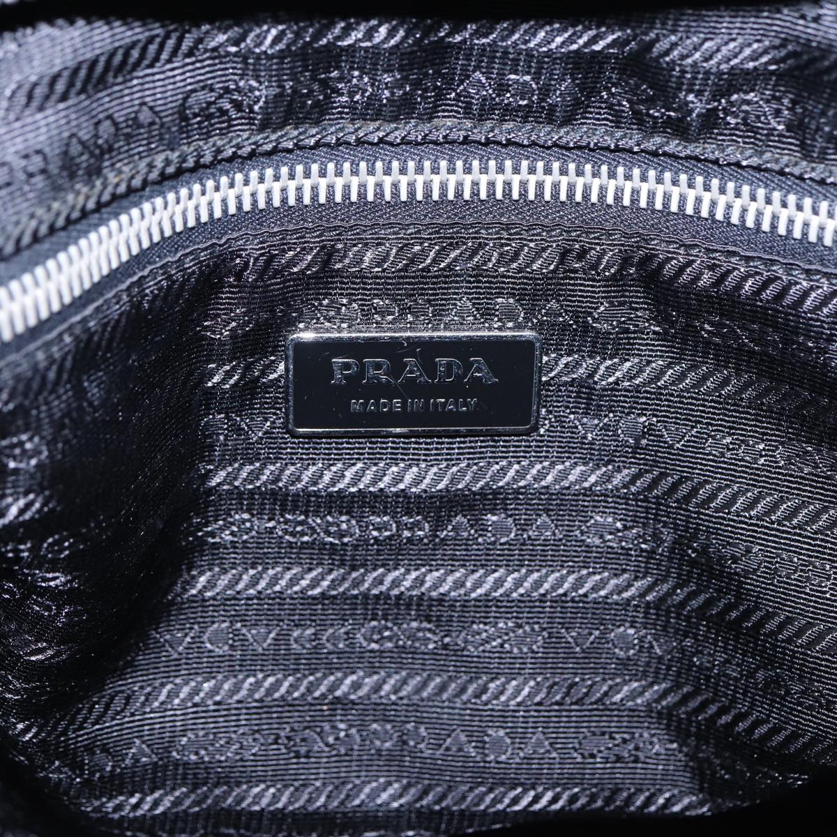 PRADA Hand Bag Nylon 2way Black Silver Auth 89129