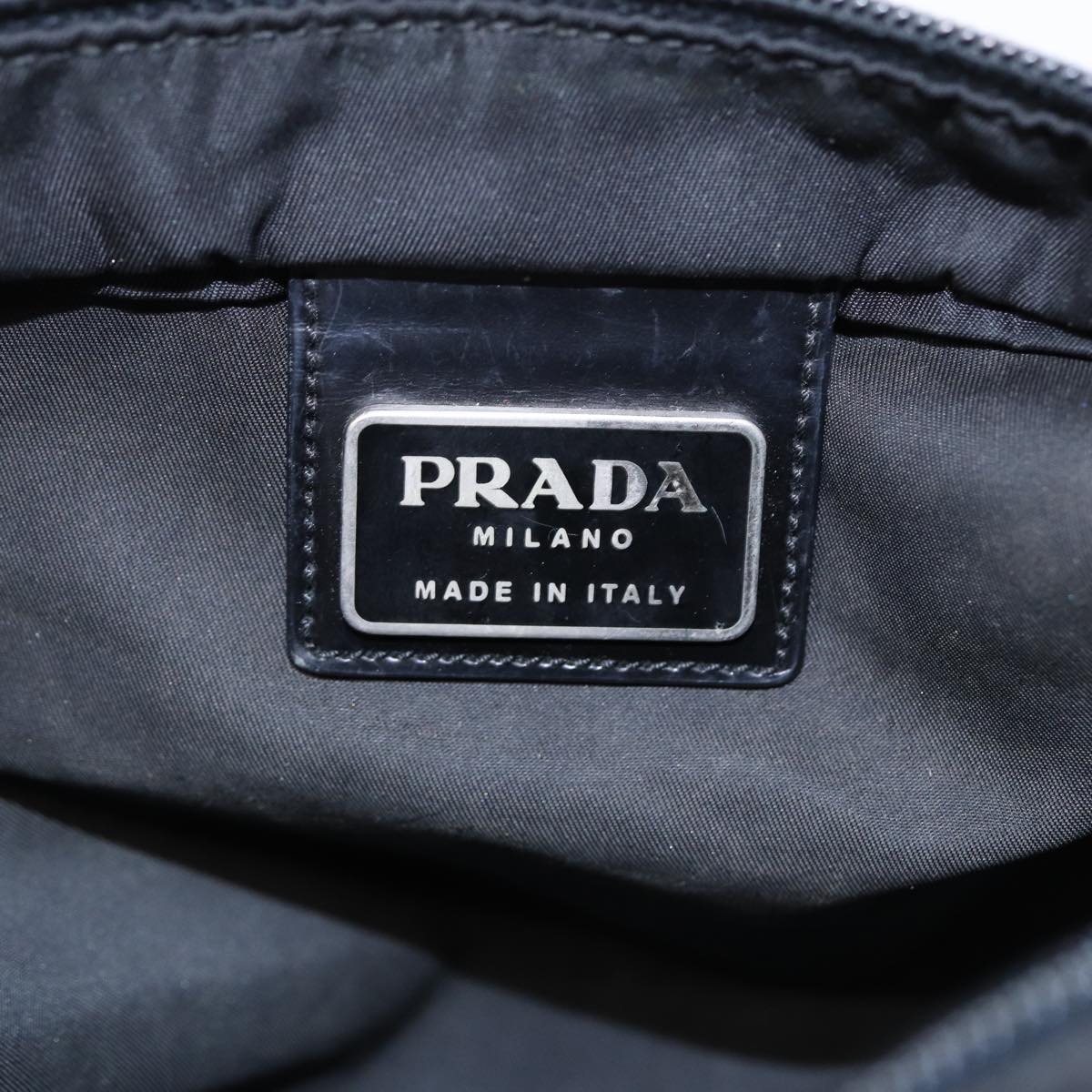 PRADA Shoulder Bag Nylon Black Silver Auth 89130