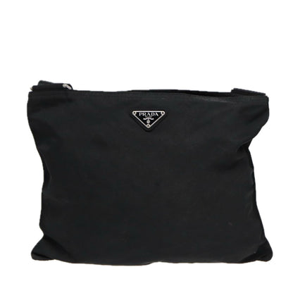 PRADA Shoulder Bag Nylon Black Silver Auth 89130