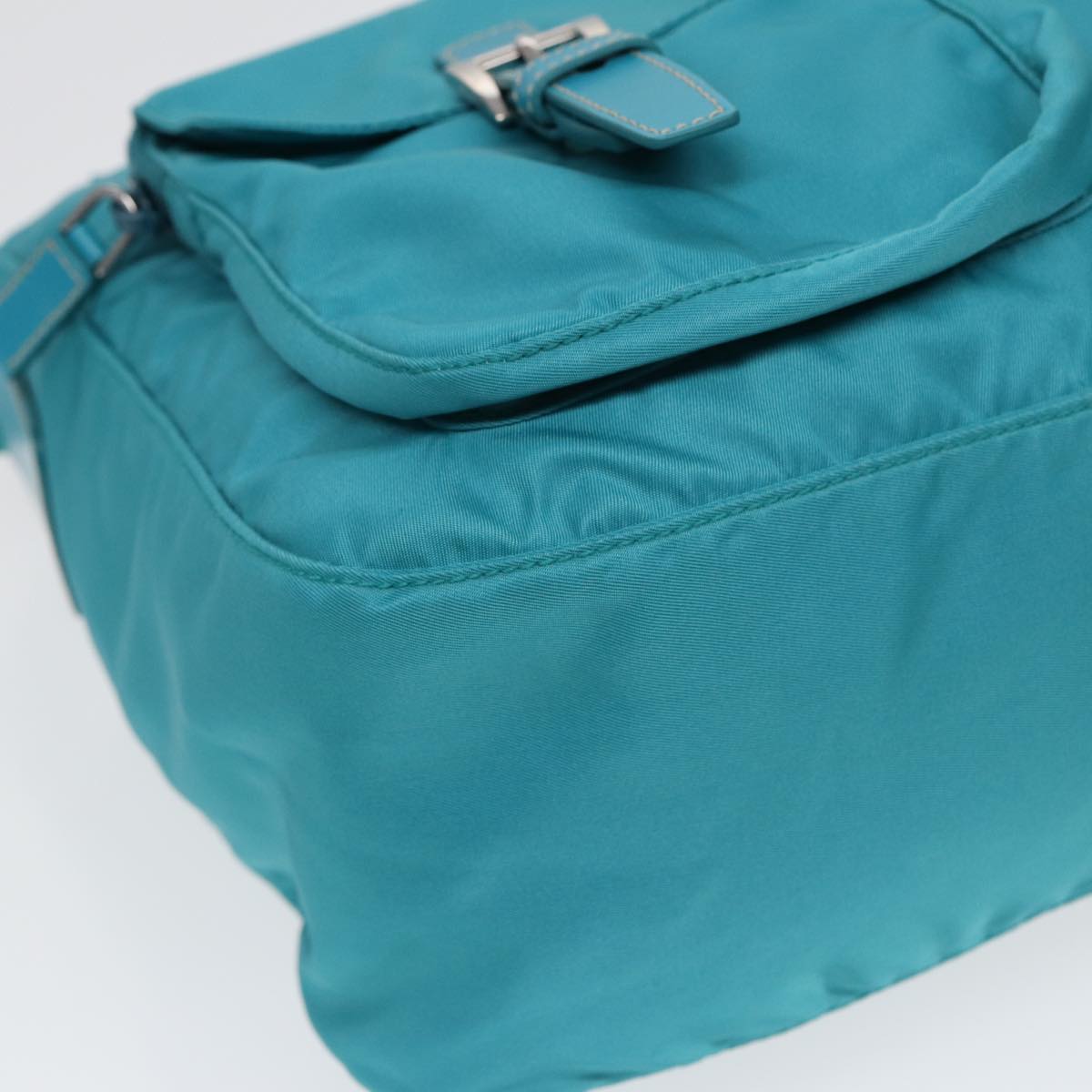 PRADA Shoulder Bag Nylon Turquoise Blue Auth 89320