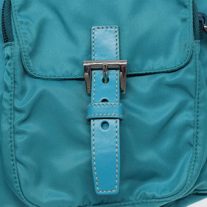 PRADA Shoulder Bag Nylon Turquoise Blue Auth 89320