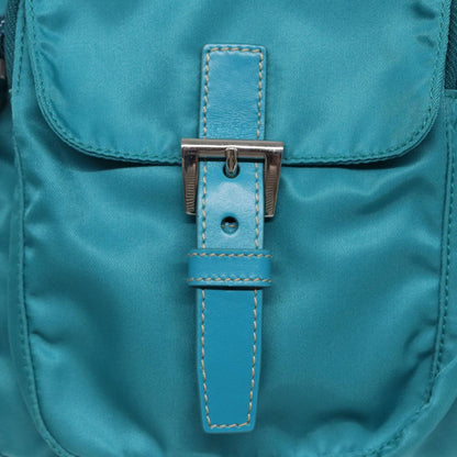 PRADA Shoulder Bag Nylon Turquoise Blue Auth 89320