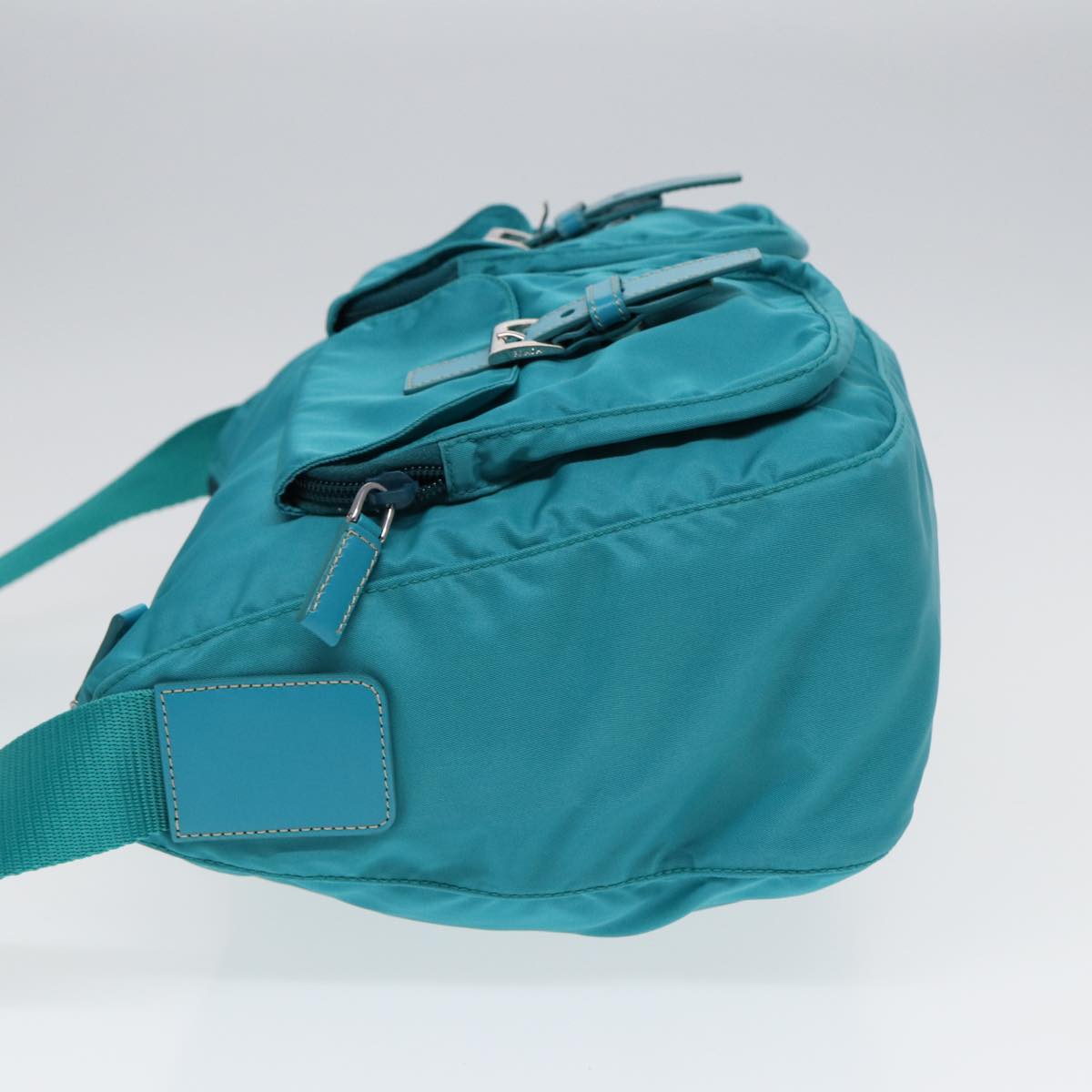 PRADA Shoulder Bag Nylon Turquoise Blue Auth 89320