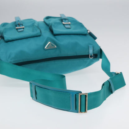 PRADA Shoulder Bag Nylon Turquoise Blue Auth 89320