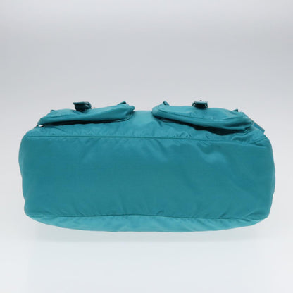 PRADA Shoulder Bag Nylon Turquoise Blue Auth 89320