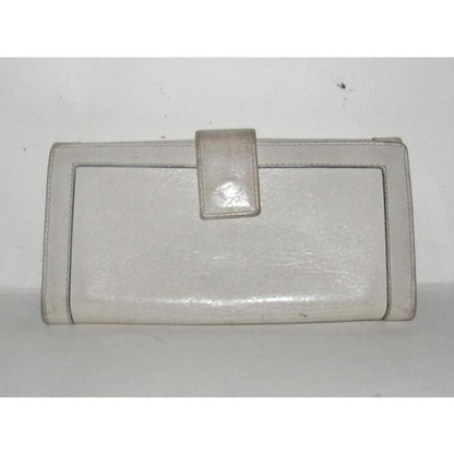 Gucci White Leather With Chrome Accents Vintage Wallet
