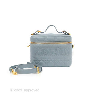 Christian Dior Small Diortravel Vanity Case Cloud Blue Lambskin Cannage