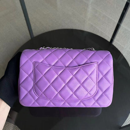 Chanel Classic Flap Mini - 20CM Rectangle Quilted Lambskin Purple Silver Hardware Series 29