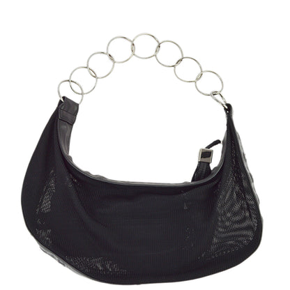 Chanel Black Canvas Fringe Mesh Shoulder Bag
