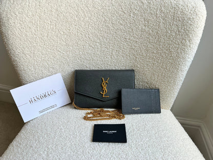 Yves Saint Laurent (YSL) Grey Uptown Chain Wallet