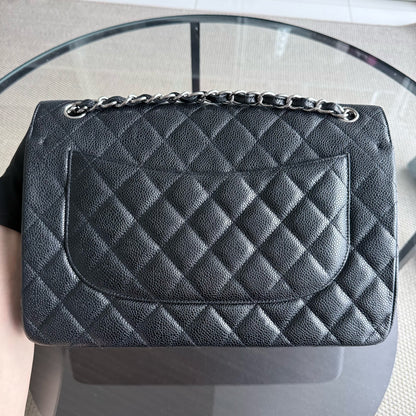Chanel Classic Flap Jumbo - Caviar 30CM Quilted Black Silver Hardware Series 19