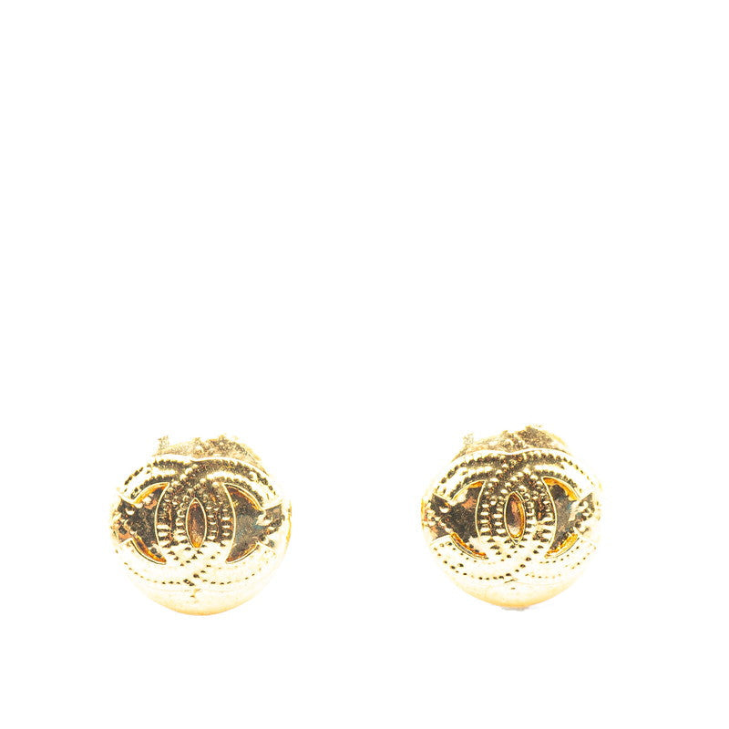 Chanel Gold Plated Coco Mark Vintage Earrings 94P