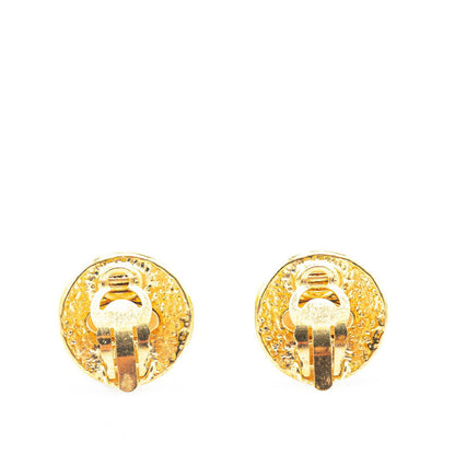 Chanel Gold Plated Coco Mark Vintage Earrings 94P