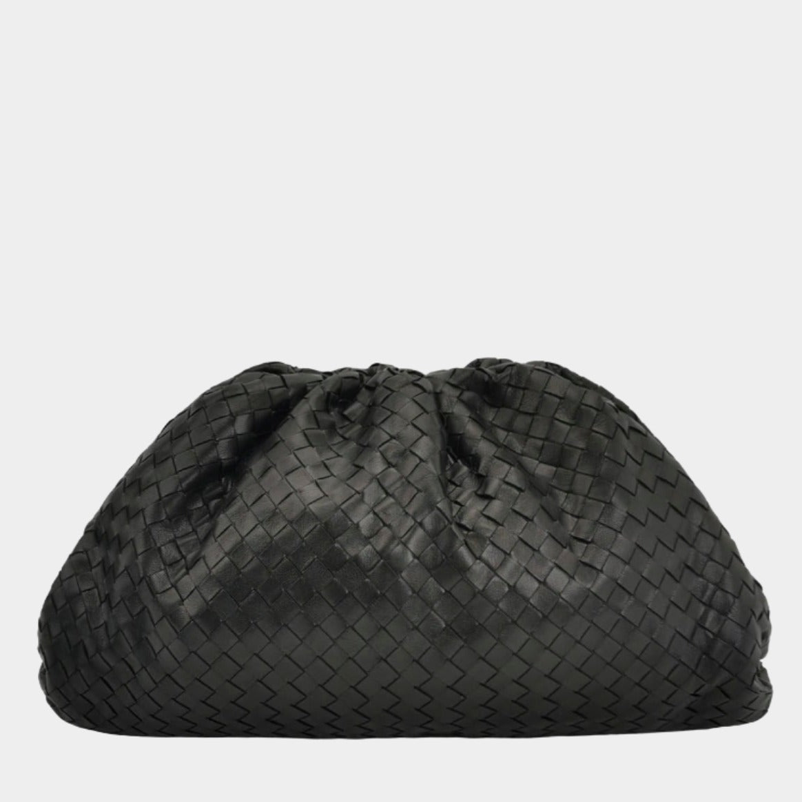 Bottega Veneta Pouch Large Intrecciato Black Calfskin Leather Clutch