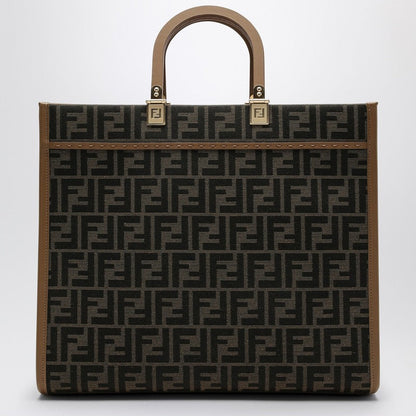 Fendi Medium Sunshine Bag In Brown Jacquard Ff Fabric Women