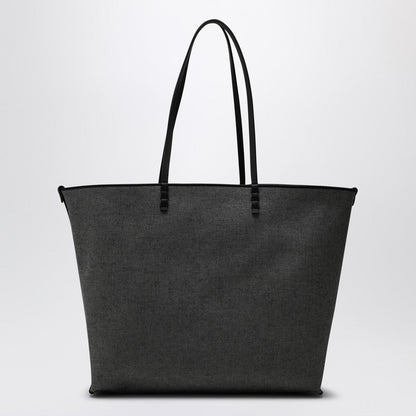 Fendi Shopper Bag Roll Large In Dark Blue Ff Chenille Women