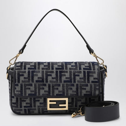 Fendi Ff Dark Blue Chenille Baguette Bag Women