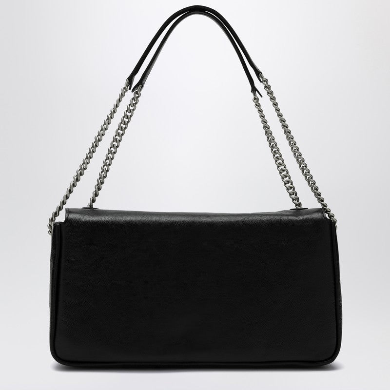 Fendi Black Leather Chain Large Baguette Women