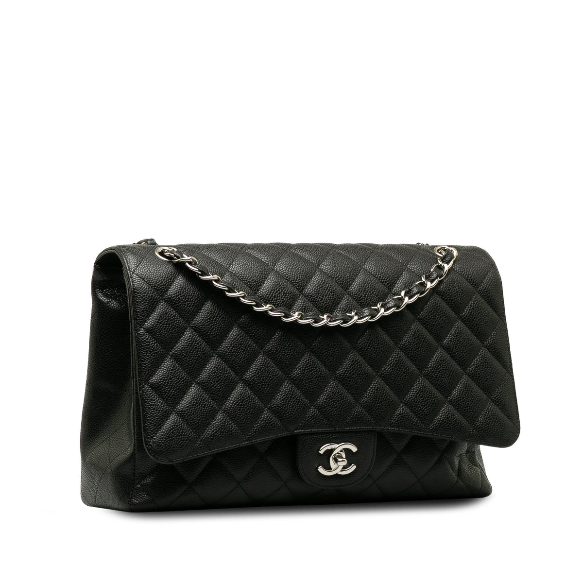 CHANEL Maxi Classic Caviar Double Flap Shoulder Bag