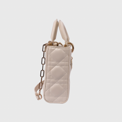 Christian Dior Lady D-Joy Medium Lambskin White GHW