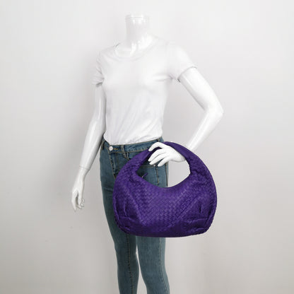 Bottega Veneta Belly Hobo Intrecciato Lambskin Leather Purple Medium 40cm